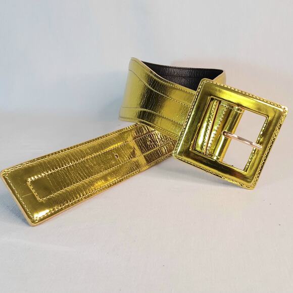 Oscar De La Renta Belt Genuine Patent Leather Golden Wide Width XSmall Waist main image 11